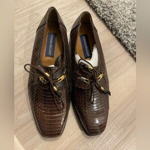 NWT Giorgio Brutini Men's  brown Snakeskin Shoes Lace Up 9.5 m